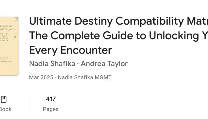 Nadia Shafika’s Upcoming Book Ultimate Destiny Compatibility Matrix: The Complete Guide to Unlocking Your Every Encounter
