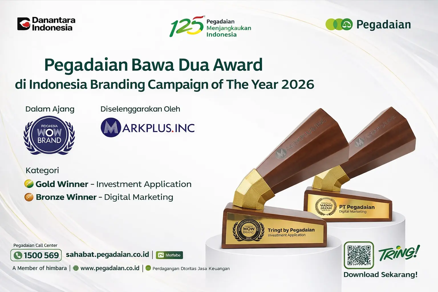 Pegadaian Bawa Dua Award di Indonesia Branding Campaign of The Year 2026 pada aja Indonesia WOW