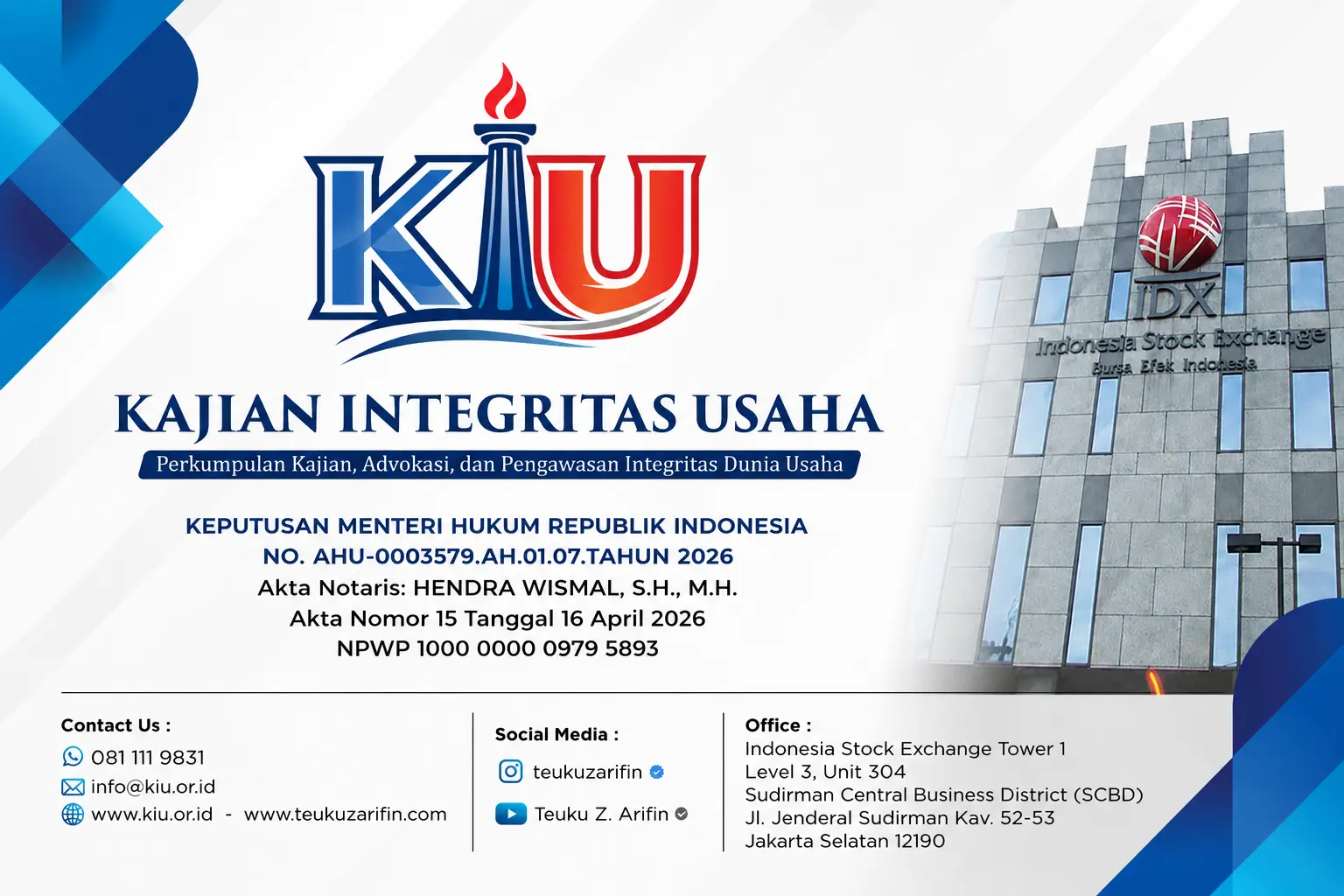 Perkumpulan Kajian Integritas Usaha (KIU), Dok. Kiu