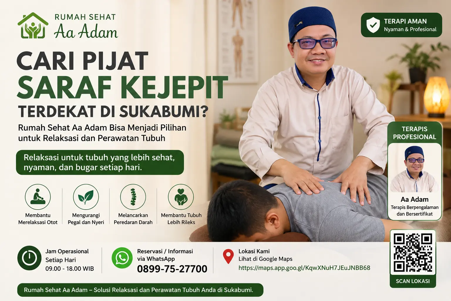 Foto Cari Pijat Saraf Kejepit Terdekat di Sukabumi (Rekomendasi Rumah Sehat Aa Adam)